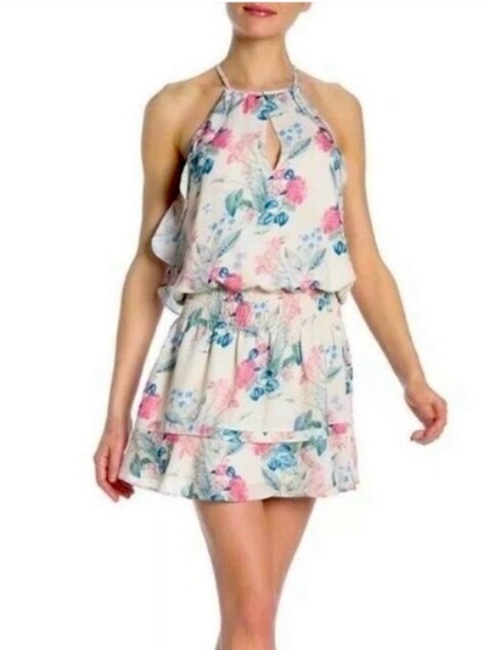 Parker Willame Smocked Floral Halter Midi Dress S